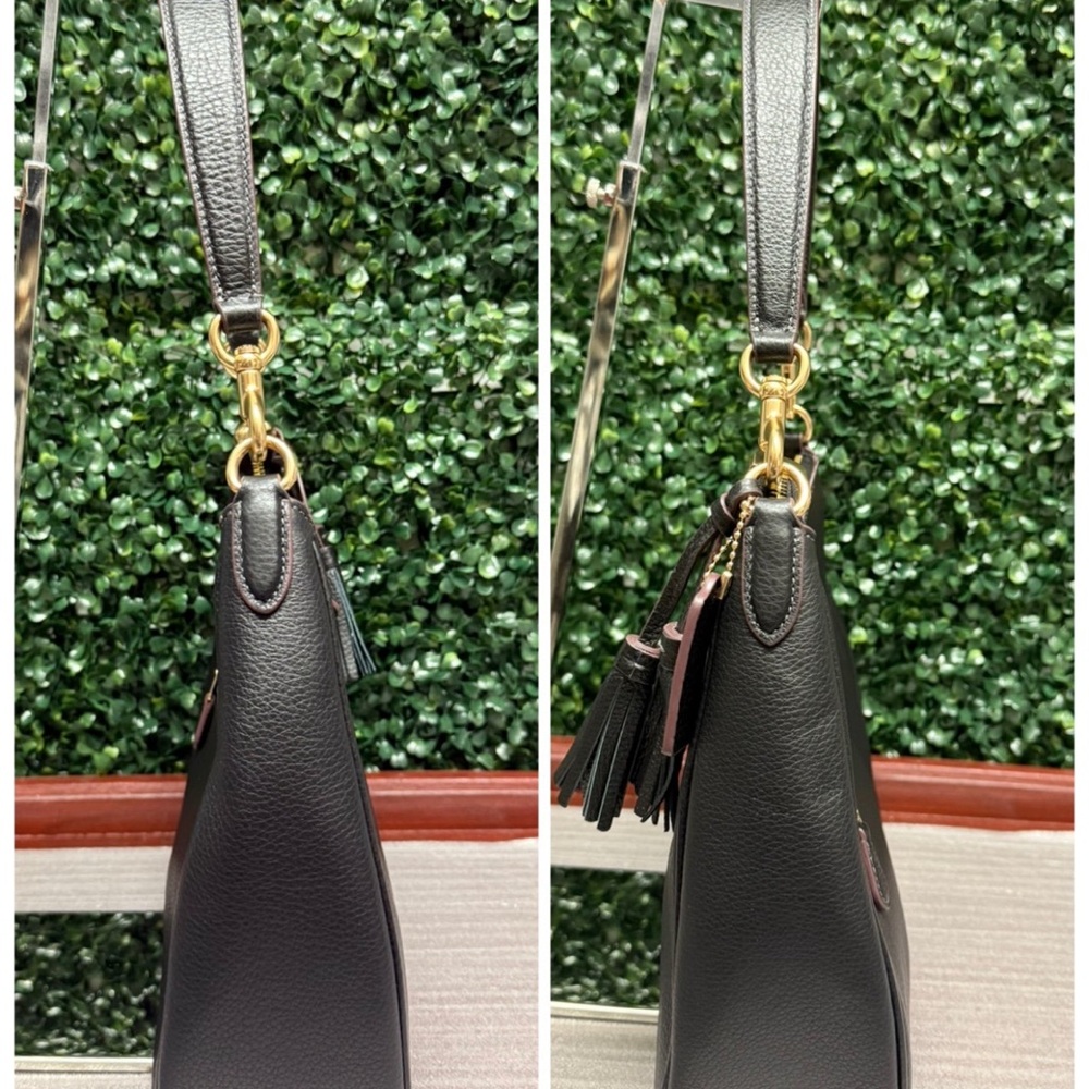 COACH Heritage Teri Hobo Black Pebbled Leather Shoulder Bag - Picture 8 of 11